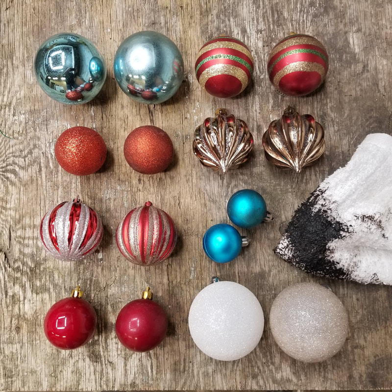 Age and distress cheap plastic ornaments to look like vintage treasures.  DIY by Aaron Christensen