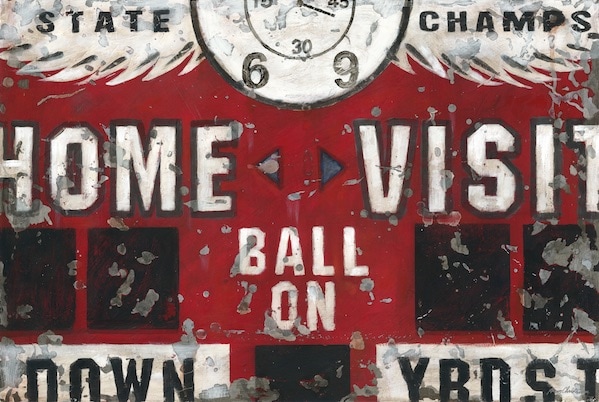Vintage Sports Scoreboard Football Wall Art for boys, teens and home.