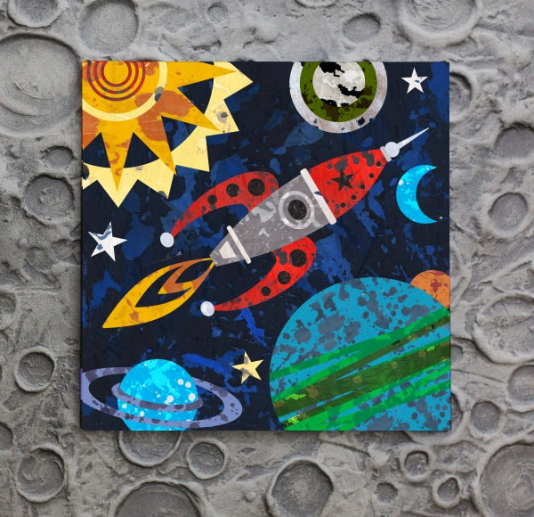 Space Traveler Wall Art Decor for Boys bedrooms and nursery.