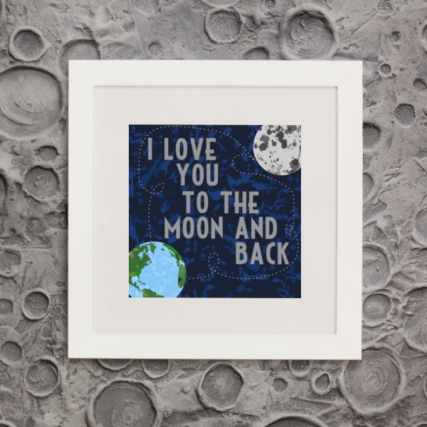 I love you to the moon and back framed wall art for kids by Aaron Christensen